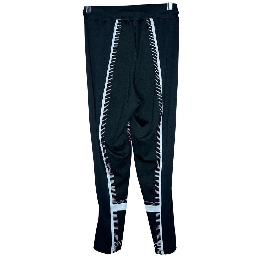 Nike Pro Dri-FIT Womens Black White Graphic Training Leggings DA0522-010 XS